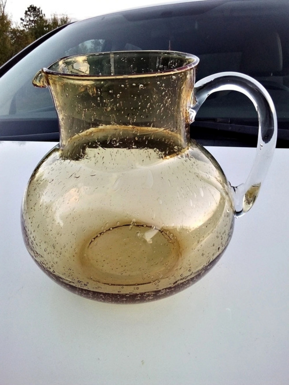 Handblown Glass Pitcher in Yellow
